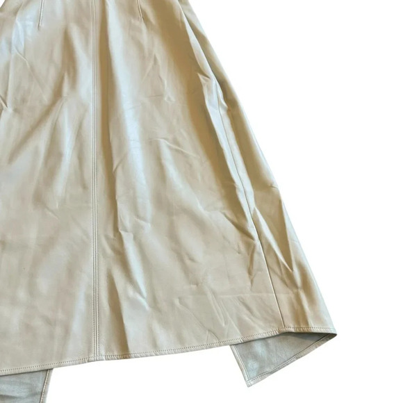 Oak + Fort Cream Vegan Faux Leather Wrap Dress Midi Length Size Small Women's - Picture 9 of 13